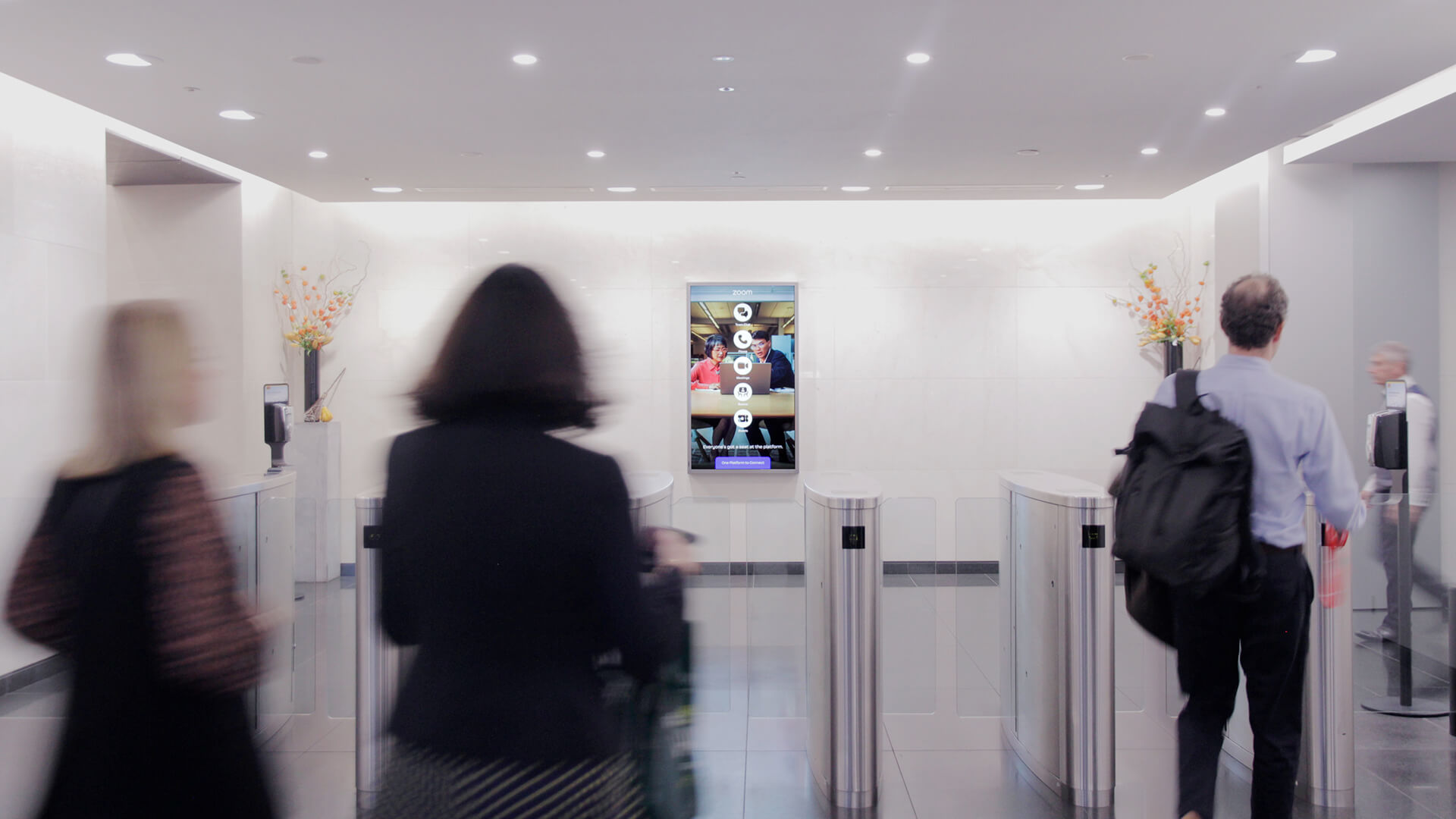 Lobby digital out-of-home screen by Executive Channel Network