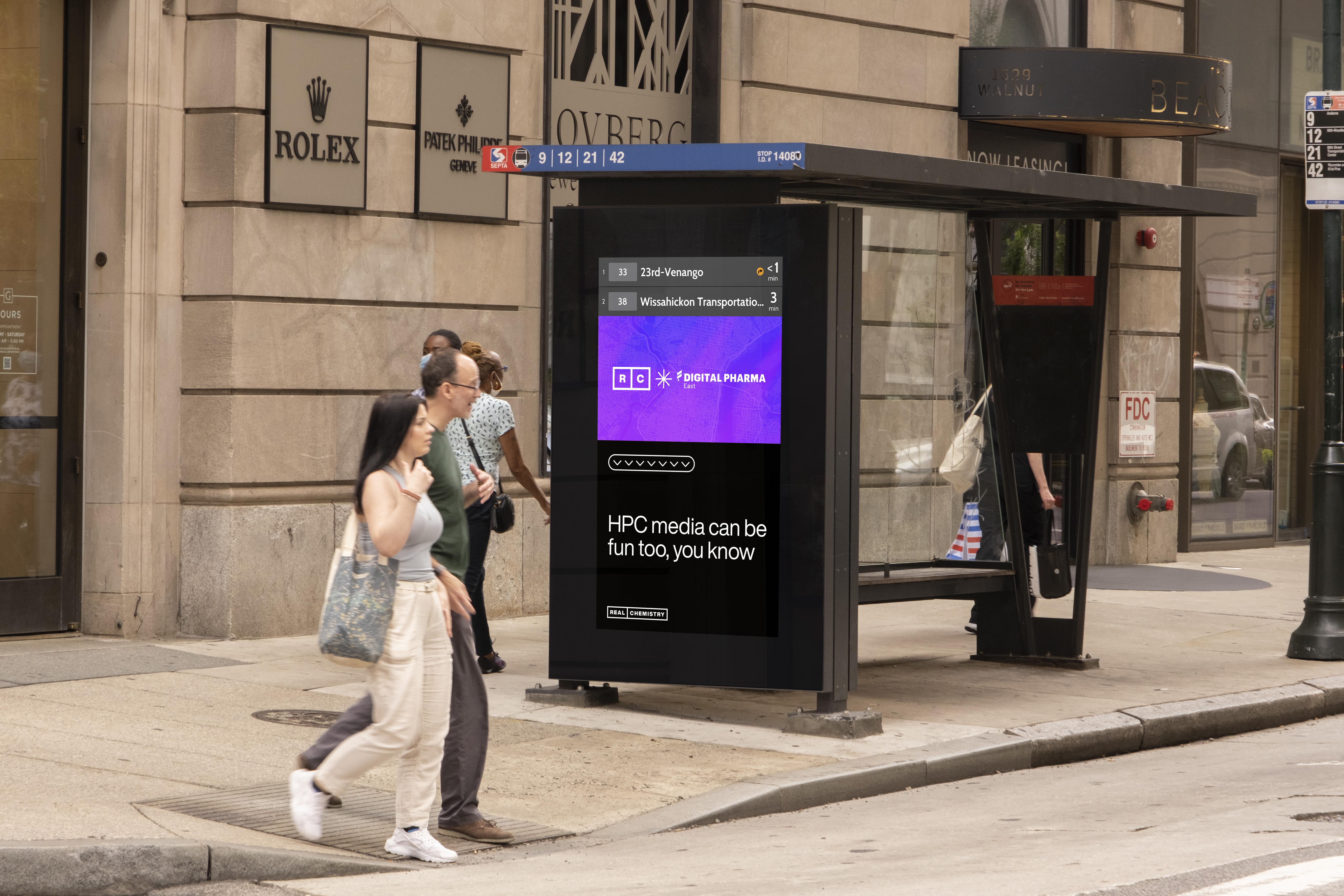 Bus Shelters digital out-of-home screen by Intersection Cities And Transit