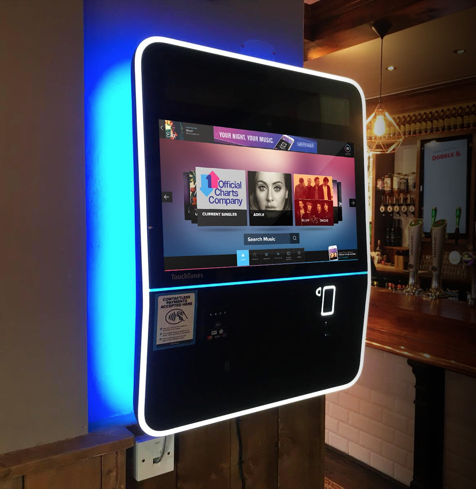 Bars digital out-of-home screen by Touchtunes